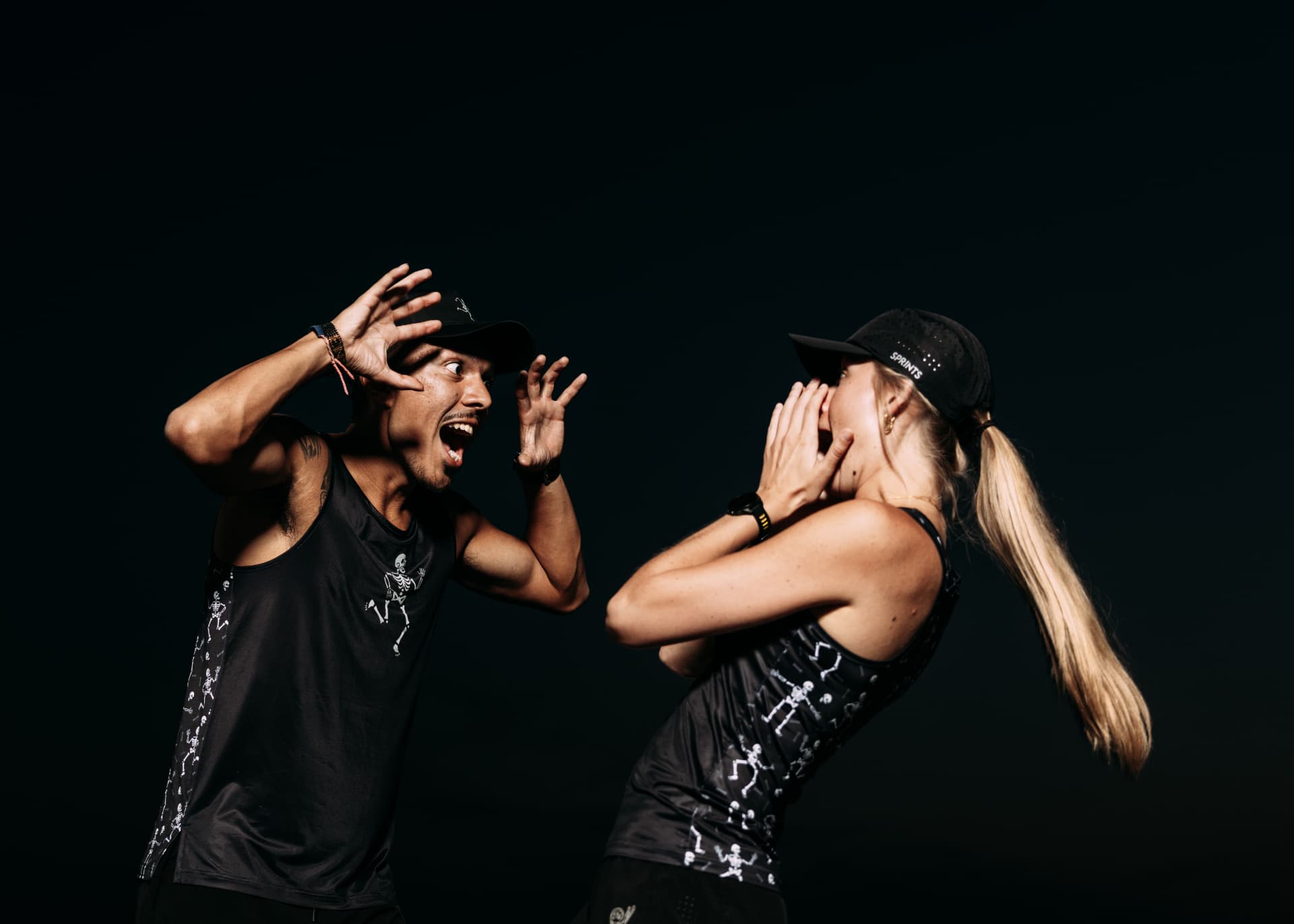 Two Sprints athletes in the Halloween collection